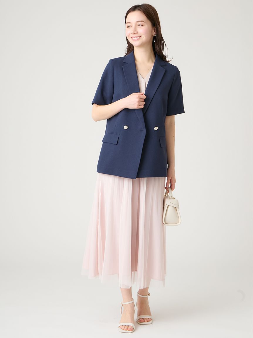 CELFORD「【ウォッシャブル】【クイックドライ】ハーフスリーブダブルジャケット」|テーラードジャケット|