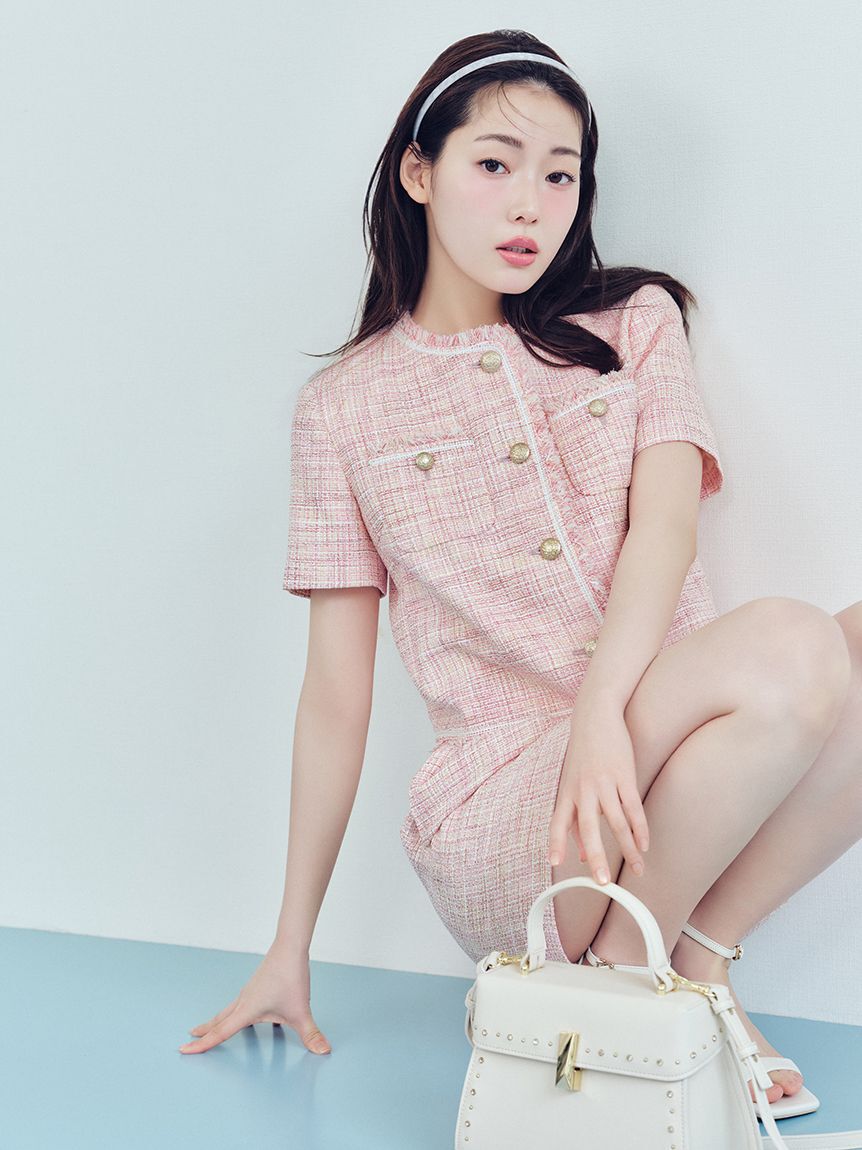 CELFORD「ハーフスリーブツイードジャケット」|テーラードジャケット|