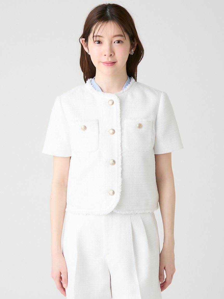 CELFORD「ハーフスリーブツイードジャケット」|テーラードジャケット|