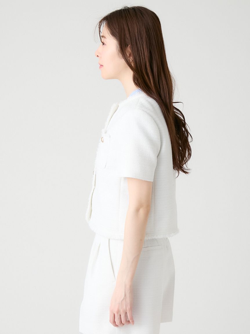 CELFORD「ハーフスリーブツイードジャケット」|テーラードジャケット|