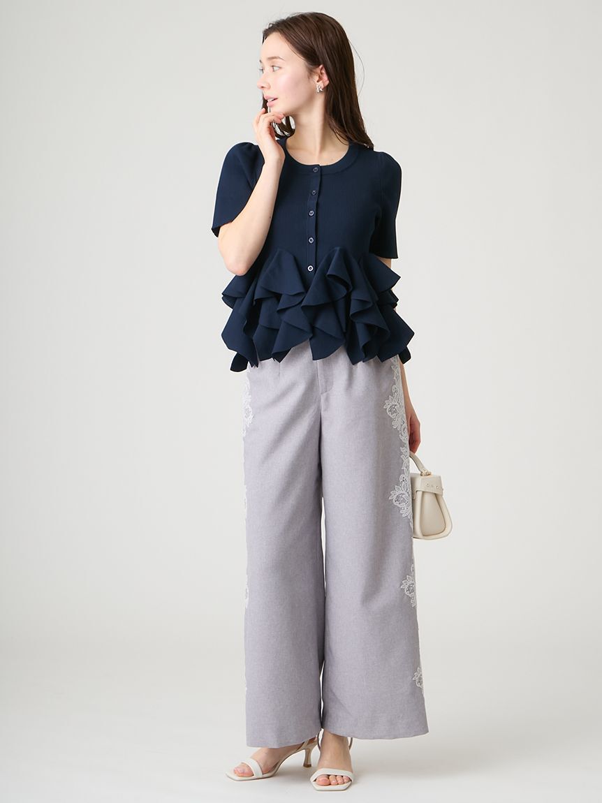 CELFORD「【WEB・一部店舗限定カラー】ラッフルフリルペプラムニットカーディガン」|カーディガン|