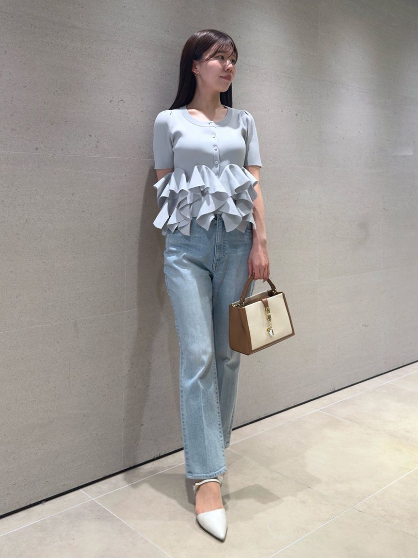 CELFORD「【WEB・一部店舗限定カラー】ラッフルフリルペプラムニットカーディガン」|カーディガン|