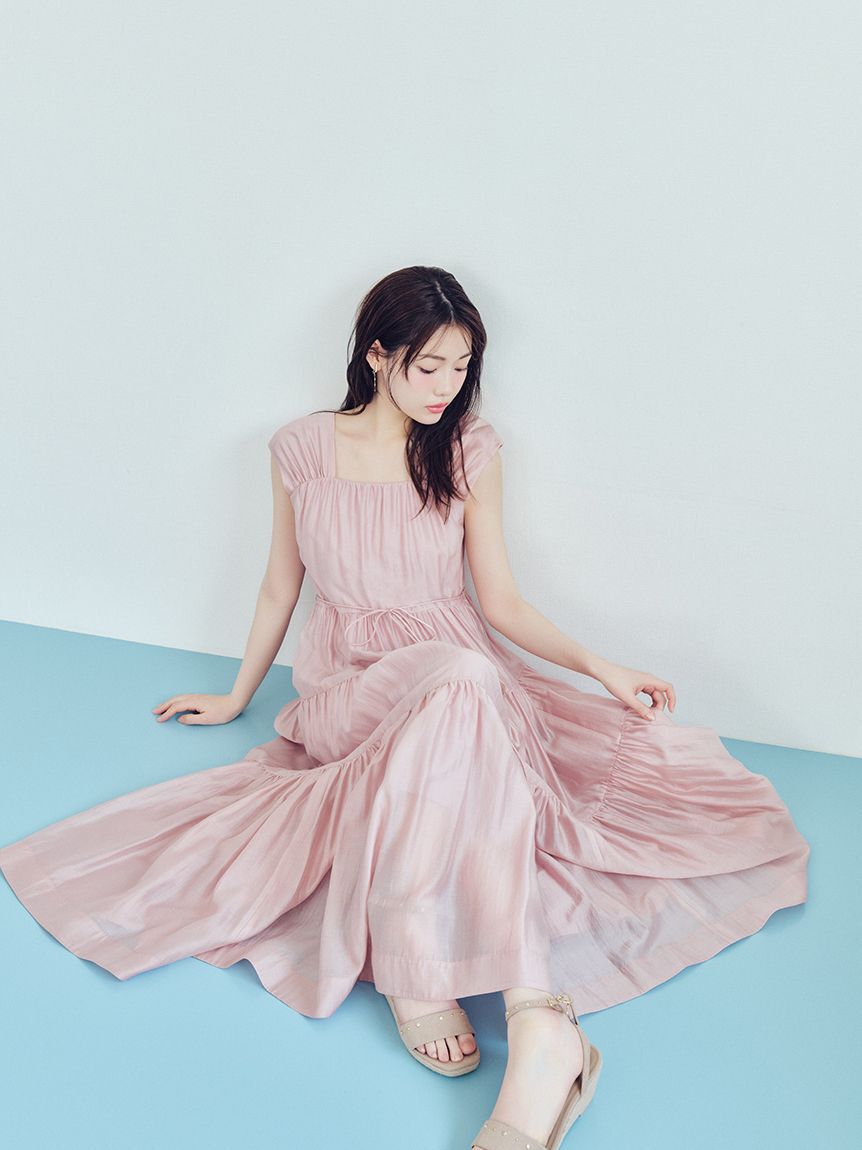 CELFORD「【洗える】【接触冷感】シアーティアードワンピース」|ワンピース|