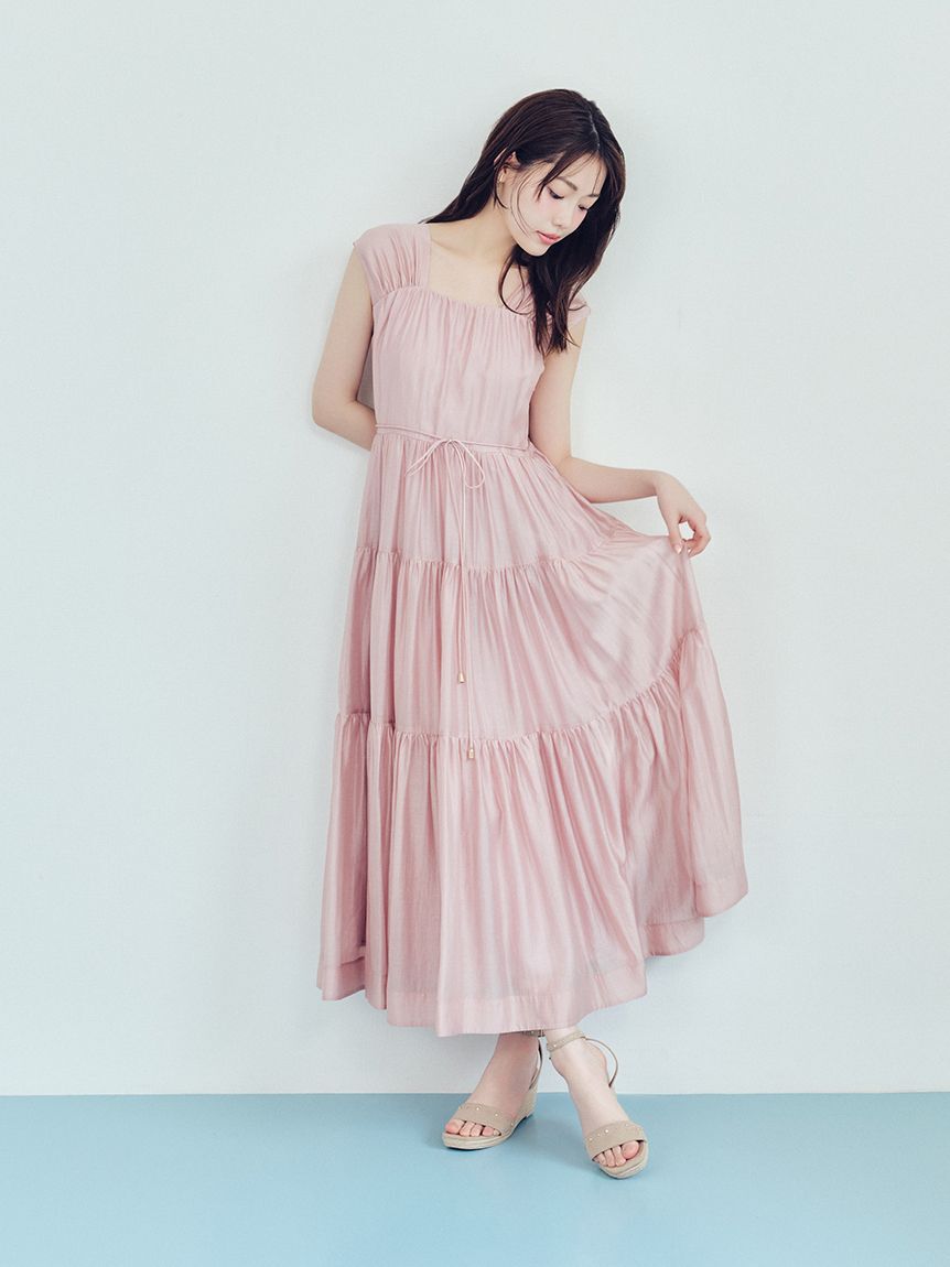 CELFORD「【洗える】【接触冷感】シアーティアードワンピース」|ワンピース|PNK