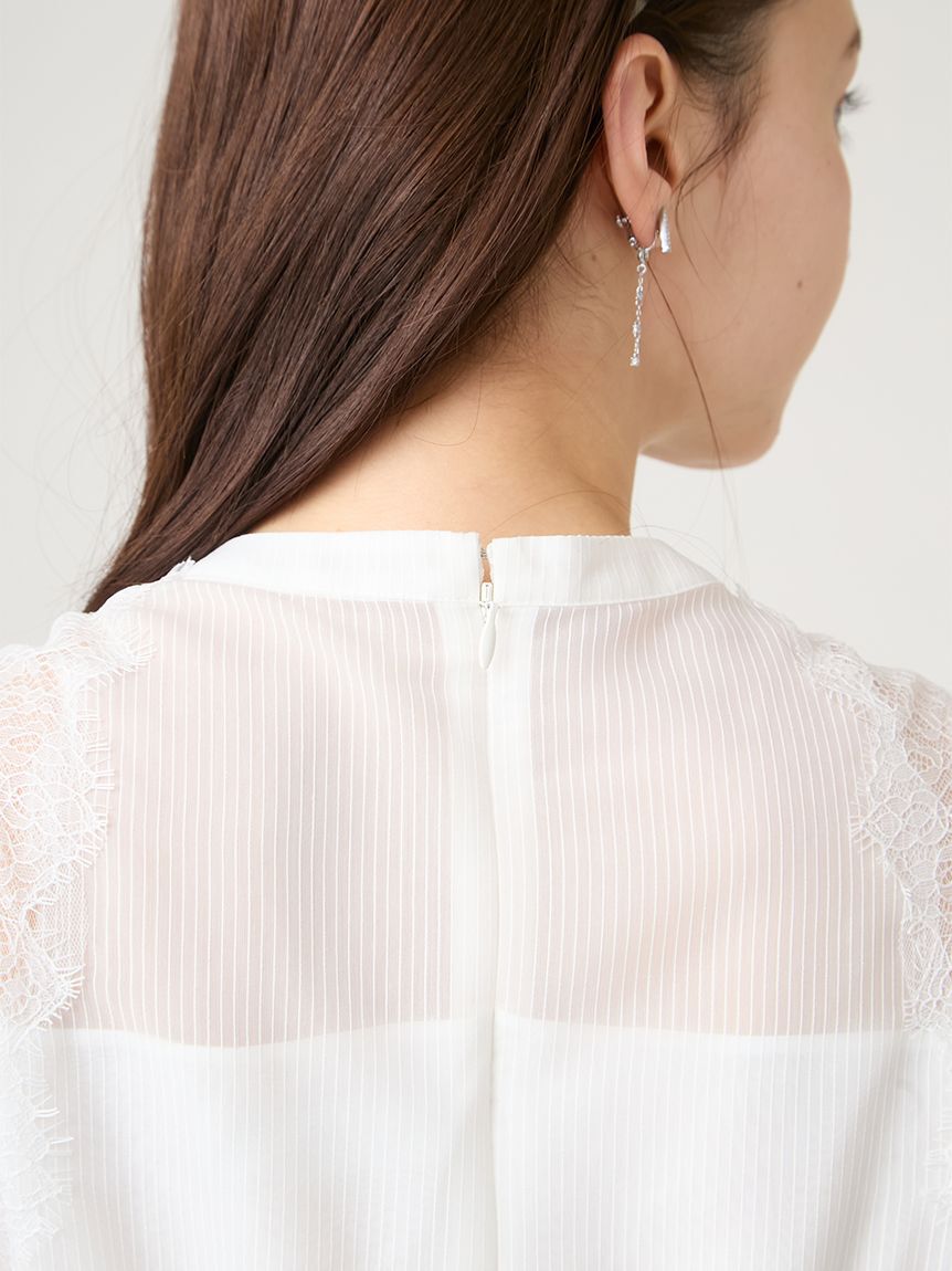 CELFORD「ストライプレーストリムワンピース」|ワンピース|