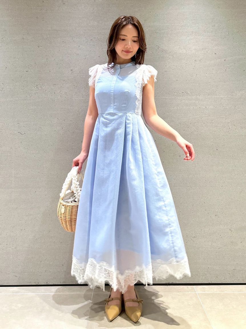 CELFORD「ストライプレーストリムワンピース」|ワンピース|