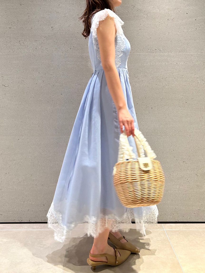 CELFORD「ストライプレーストリムワンピース」|ワンピース|