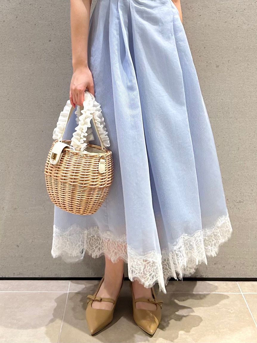 CELFORD「ストライプレーストリムワンピース」|ワンピース|