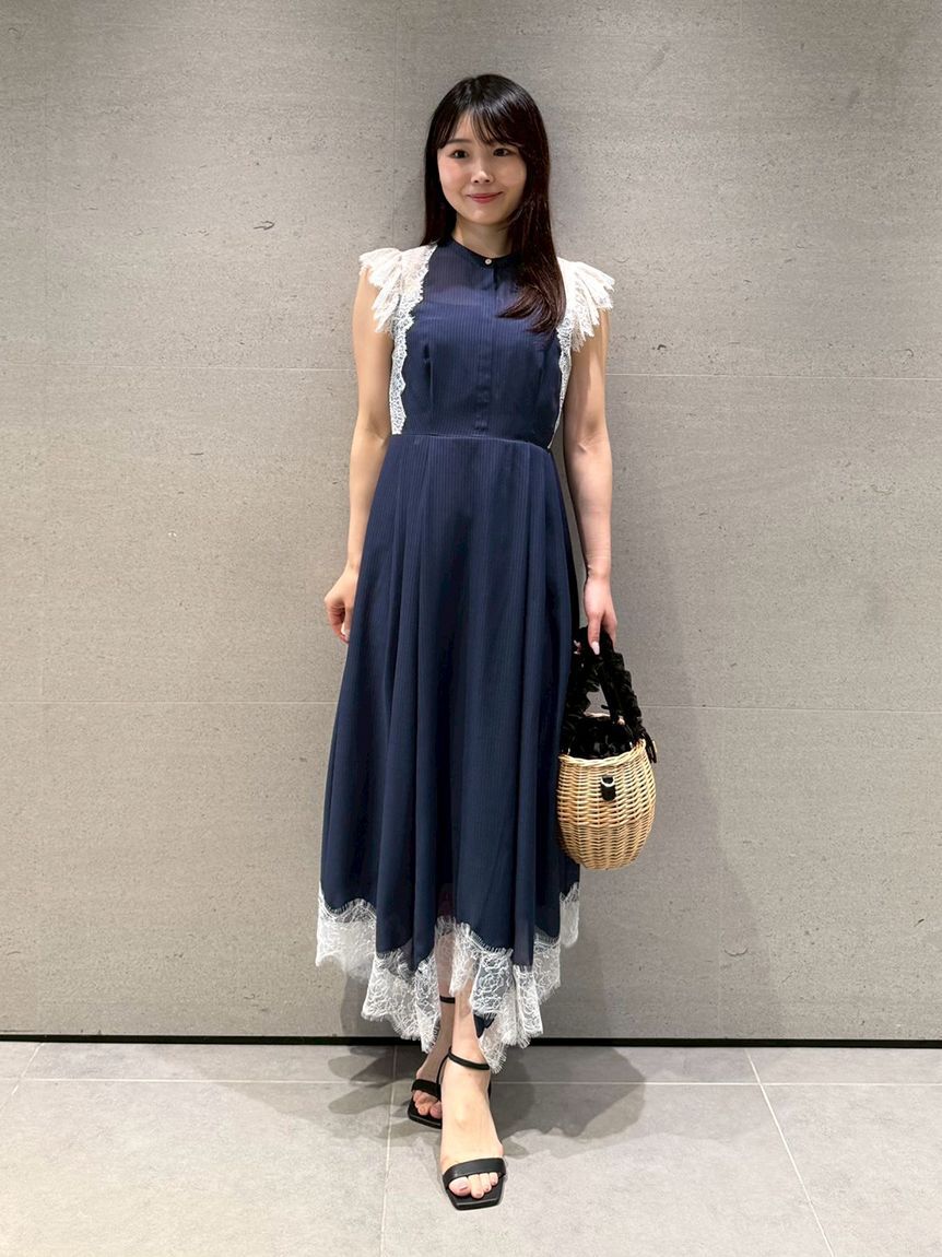 CELFORD「ストライプレーストリムワンピース」|ワンピース|