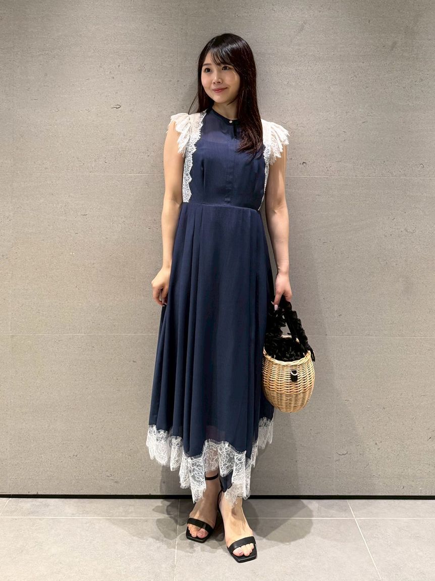 CELFORD「ストライプレーストリムワンピース」|ワンピース|