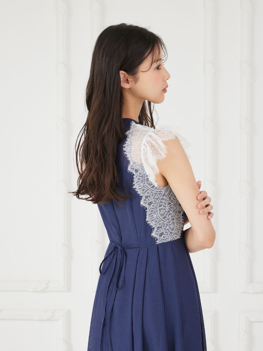 CELFORD「ストライプレーストリムワンピース」|ワンピース|