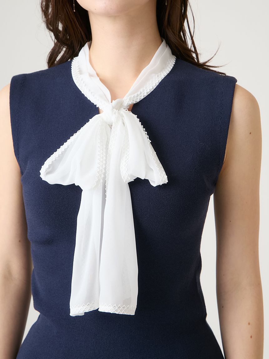 CELFORD「シフォンボウタイニットプルオーバー」|ニット・セーター|