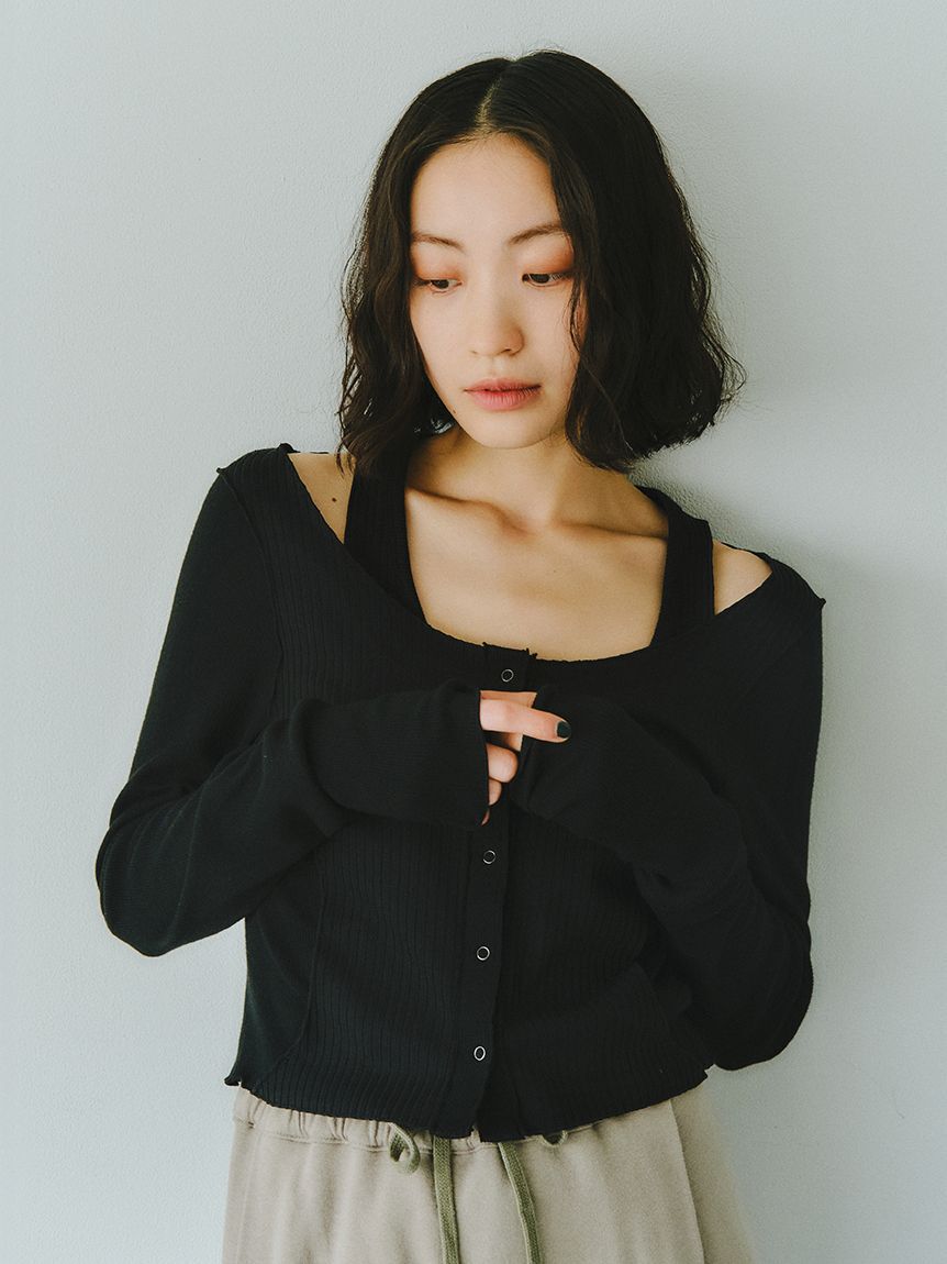 styling/「【セットアイテム対応】メローカットカーディガン」|カーディガン|BLK