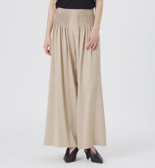  「フロントタックワイドパンツ」|スラックス|