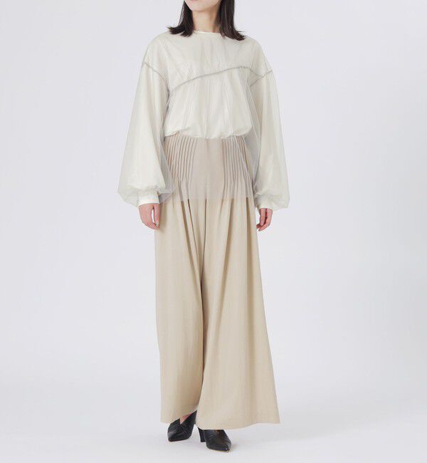  「フロントタックワイドパンツ」|スラックス|