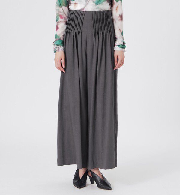  「フロントタックワイドパンツ」|スラックス|