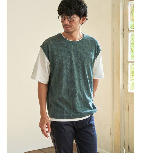 ikka「5分袖フェイクベストTシャツ」|Tシャツ・カットソー|