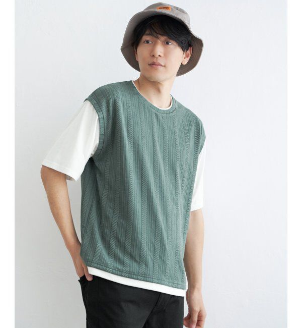 ikka「5分袖フェイクベストTシャツ」|Tシャツ・カットソー|