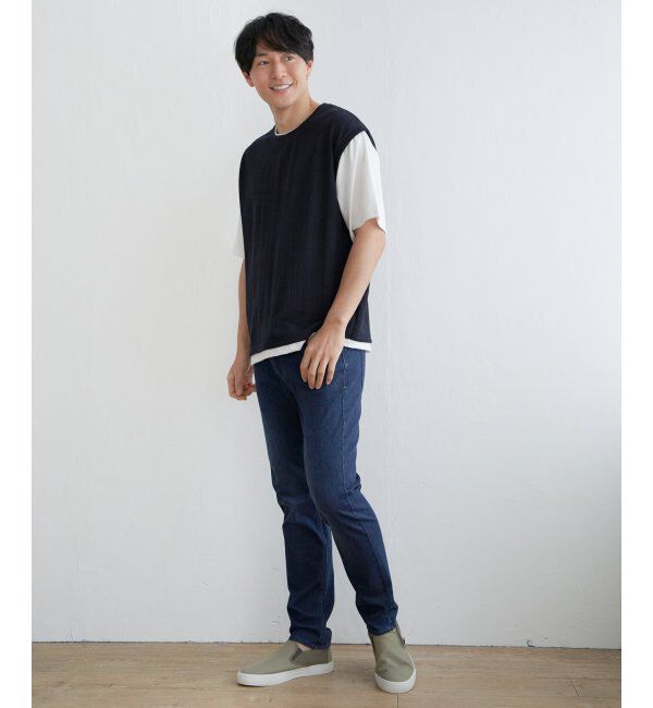 ikka「5分袖フェイクベストTシャツ」|Tシャツ・カットソー|