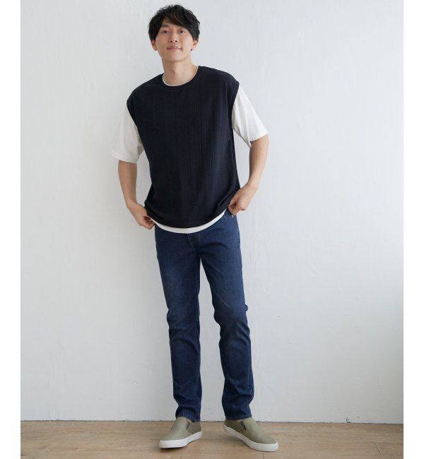 ikka「5分袖フェイクベストTシャツ」|Tシャツ・カットソー|