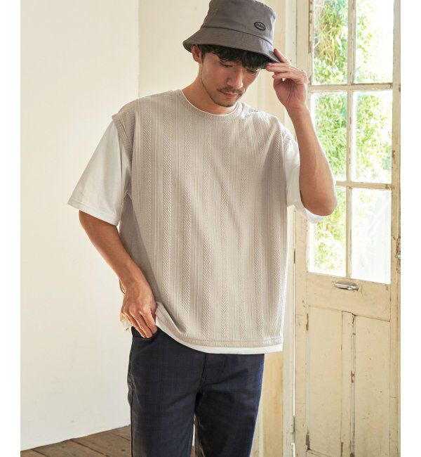 ikka「5分袖フェイクベストTシャツ」|Tシャツ・カットソー|