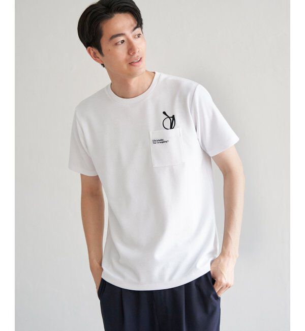 ikka「ポンチメガネ刺繍ポケットTシャツ」|Tシャツ・カットソー|