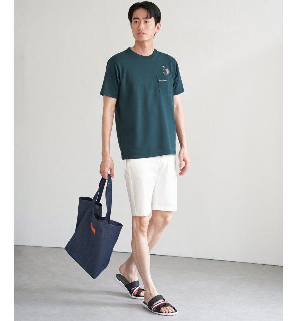 ikka「ポンチメガネ刺繍ポケットTシャツ」|Tシャツ・カットソー|