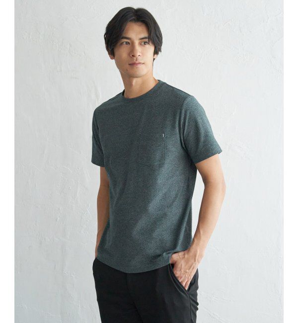 ikka「冷感DRYメランジ梨地Tシャツ」|Tシャツ・カットソー|グリーン
