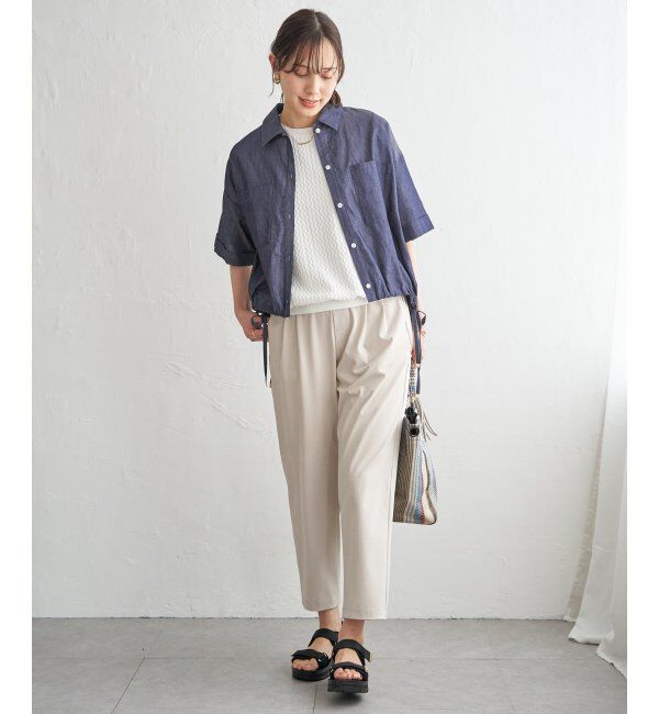 ikka「冷感／デニム裾ドロストシャツ」|シャツ・ブラウス|