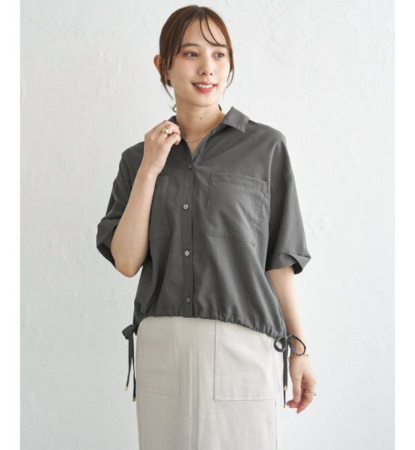 ikka「冷感／デニム裾ドロストシャツ」|シャツ・ブラウス|