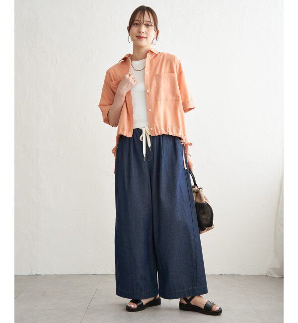 ikka「冷感／デニム裾ドロストシャツ」|シャツ・ブラウス|
