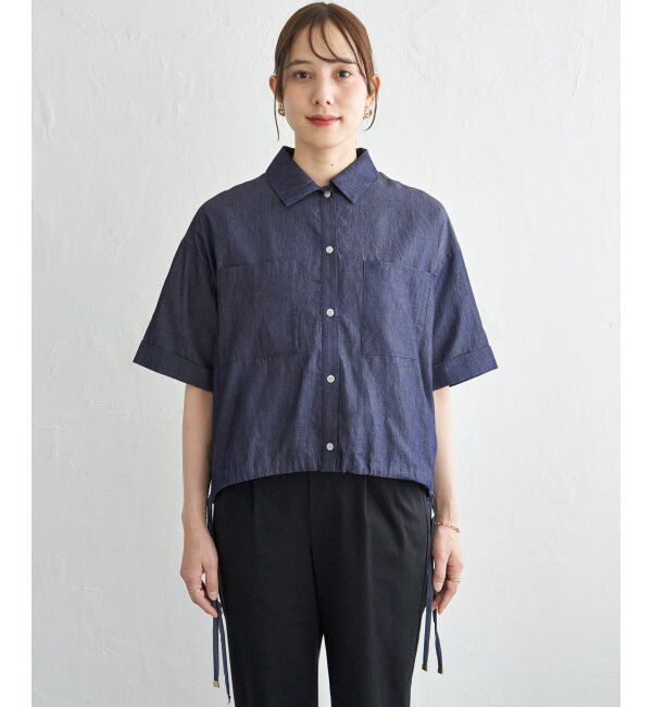 ikka「冷感／デニム裾ドロストシャツ」|シャツ・ブラウス|