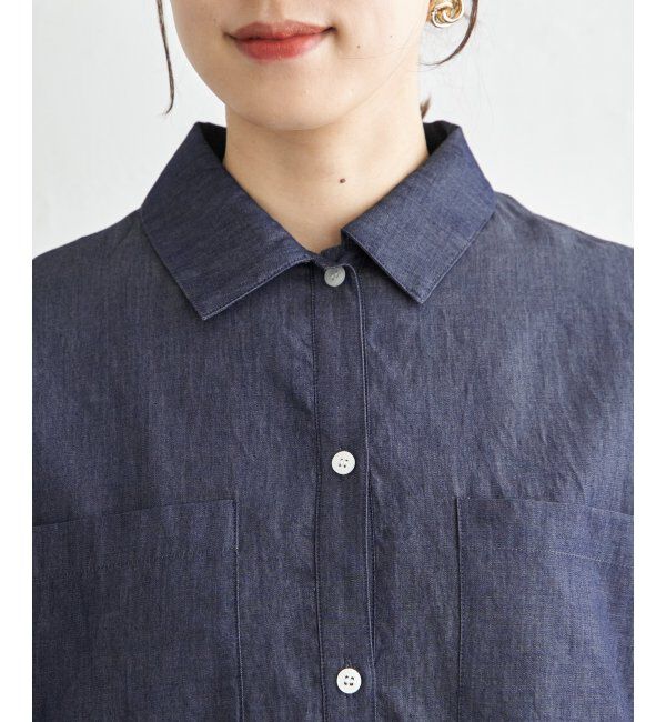 ikka「冷感／デニム裾ドロストシャツ」|シャツ・ブラウス|