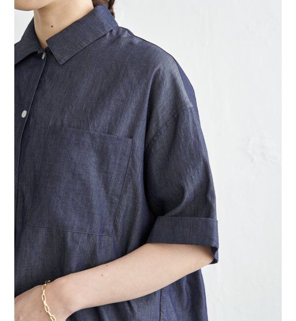 ikka「冷感／デニム裾ドロストシャツ」|シャツ・ブラウス|