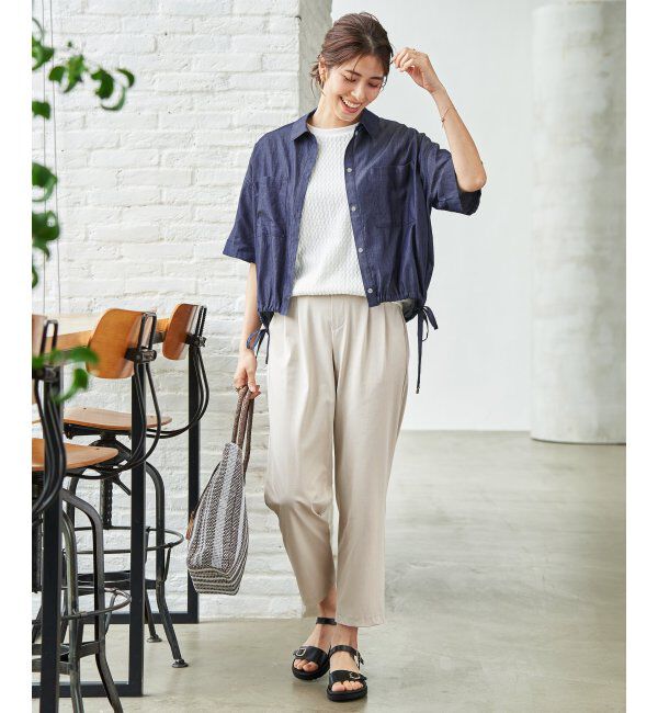 ikka「冷感／デニム裾ドロストシャツ」|シャツ・ブラウス|