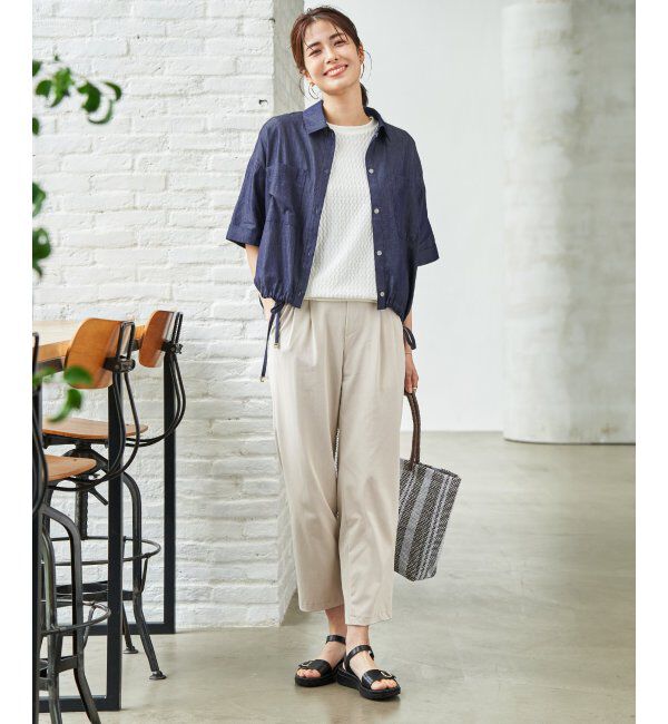 ikka「冷感／デニム裾ドロストシャツ」|シャツ・ブラウス|