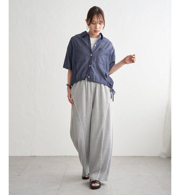 ikka「冷感／デニム裾ドロストシャツ」|シャツ・ブラウス|