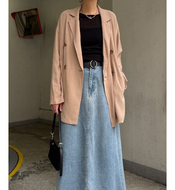 Lbc with Life「【セットアップ対応】レーヨン麻ダブルジャケットコート」|ブルゾン・スタジャン|