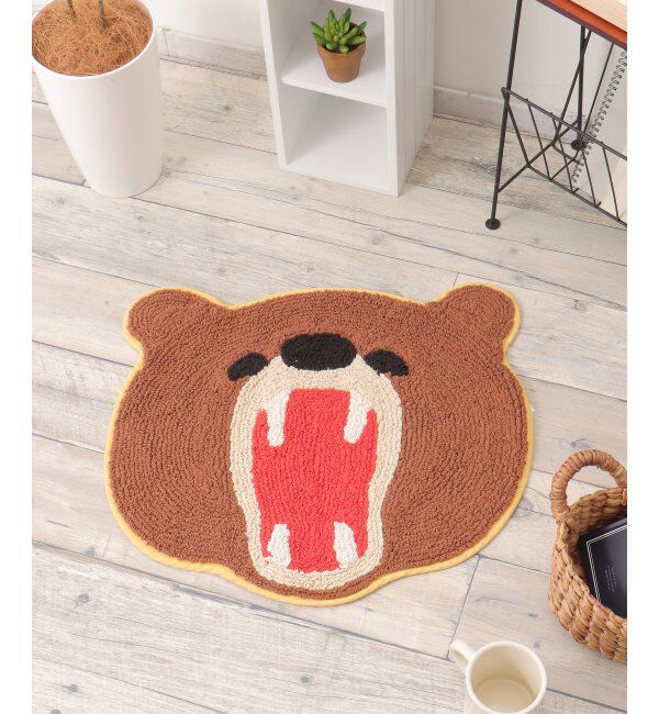 Lbc with Life「がおー アニマルフェイスマット」|クッション・クッションカバー|ブラウン