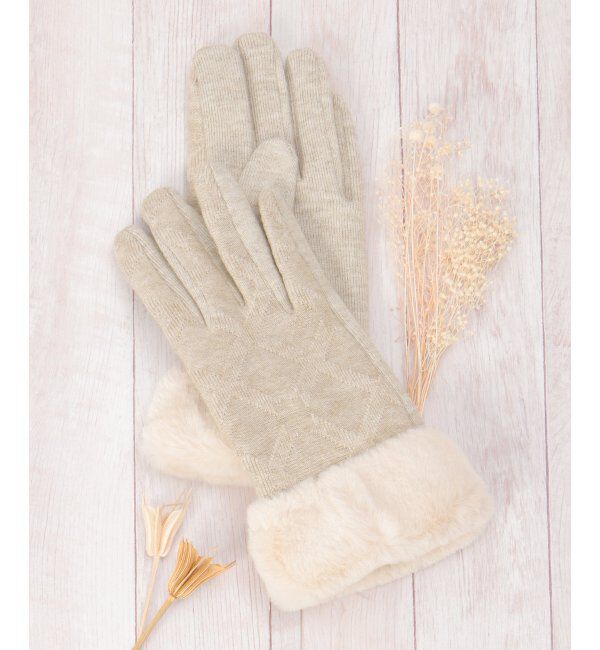 Lbc with Life「格子柄ファー付きグローブ」|手袋|