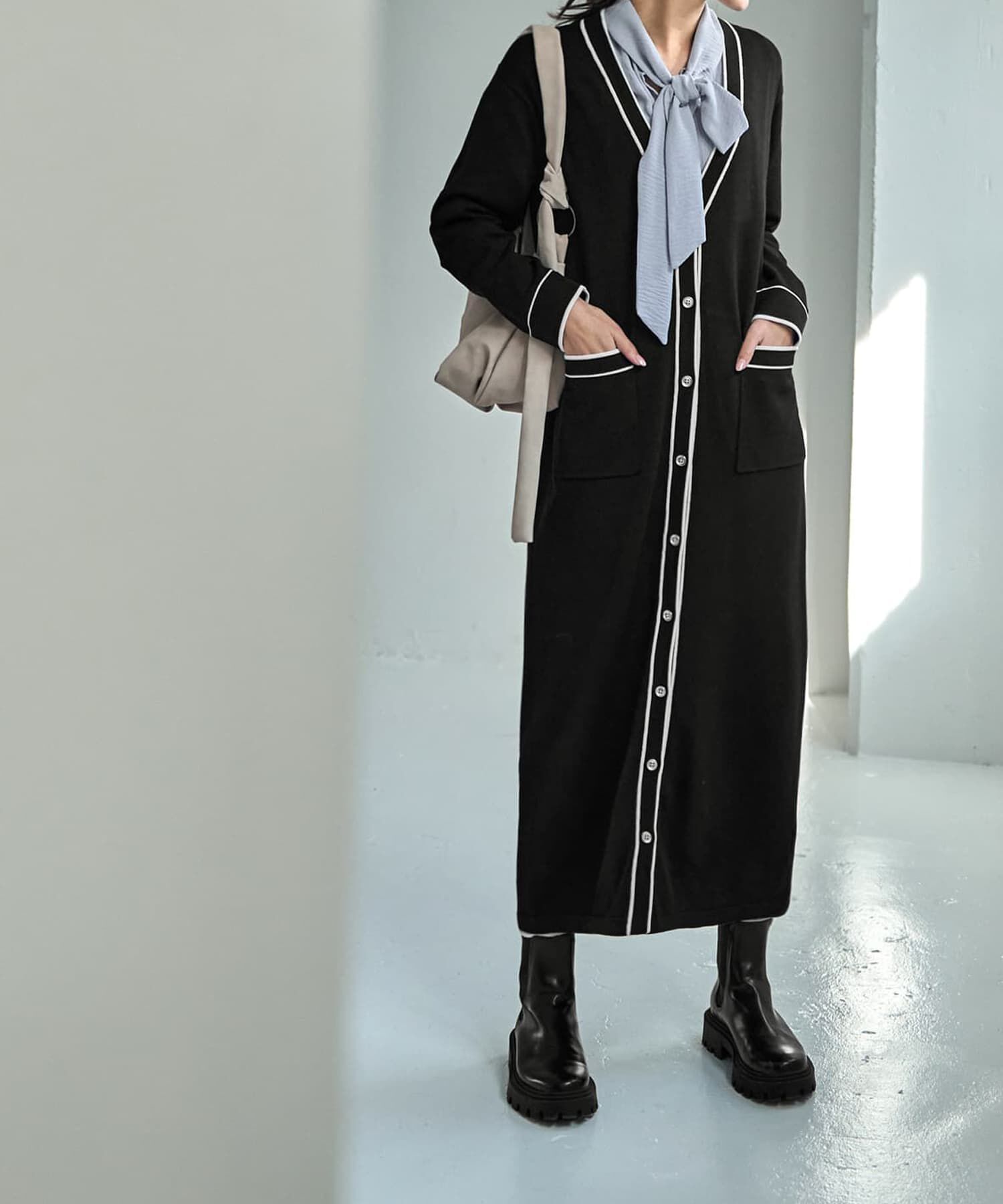 STYLE DELI「ライン配色ニットワンピース」|ワンピース|