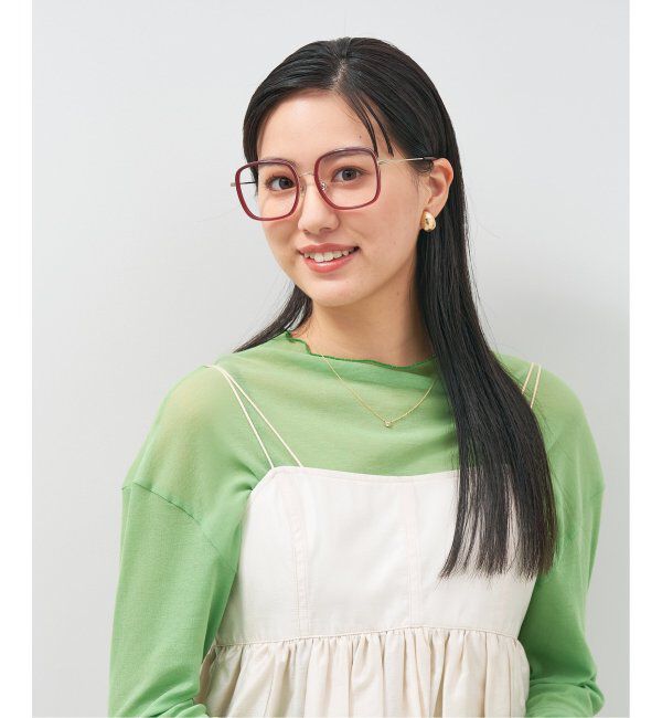  「ウェリントン型 四角形 メガネ 多角形│小顔効果 メタルフレーム│ビッグシェイプ｜ レンズ交換券付」|メガネ|