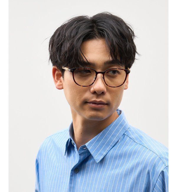  「ボストン型 サングラス (クリアUV100%) クリアレンズ レザー調ラバーテンプル｜紫外線対策 UVカット」|サングラス|