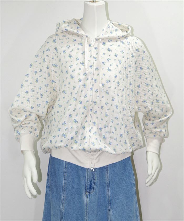 BACKYARD FAMILY「ワッフル 生地 花柄 通販 パーカー JEMORGAN サーマル JD672-59S」|パーカー|