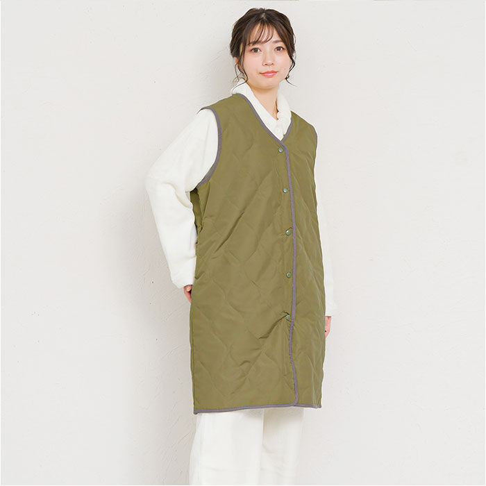 BACKYARD FAMILY「キルティングベスト レディース 通販 ジレ ロングジレ 前開き フロントボタン ノースリーブ」|その他|