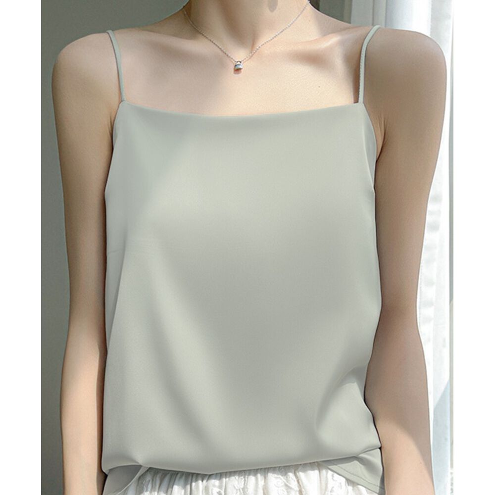 BACKYARD FAMILY「キャミソール カップなし 通販 サテン キャミ サテンキャミ さらさら 透けにくい レディース」|その他|グリーン2