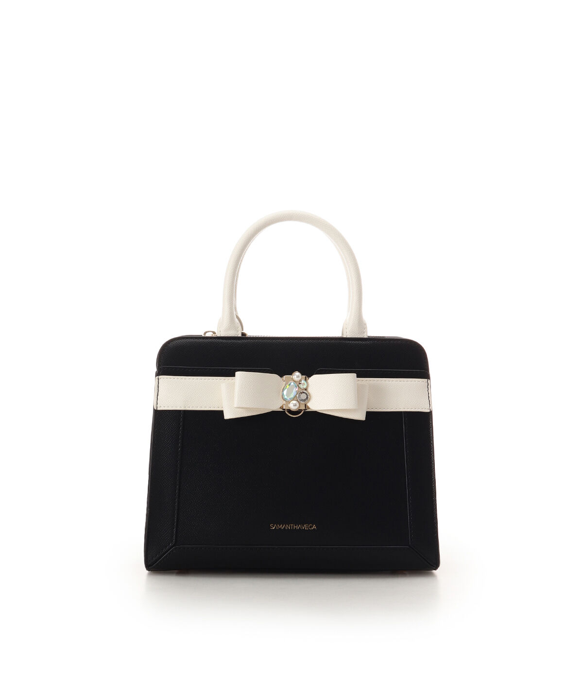 Samantha Vega「バイカラージュエルリボンハンドバッグ」|ハンドバッグ|ブラック
