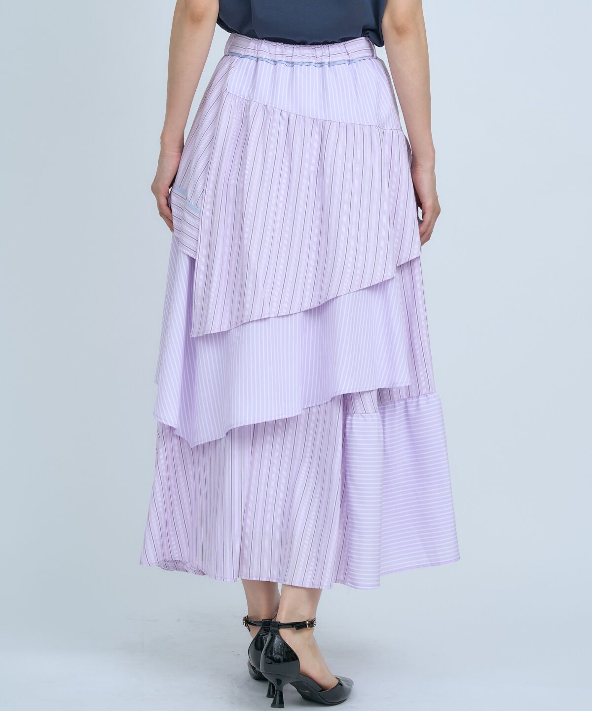 アンドクチュール「マルチストライプスカート」|フレア|