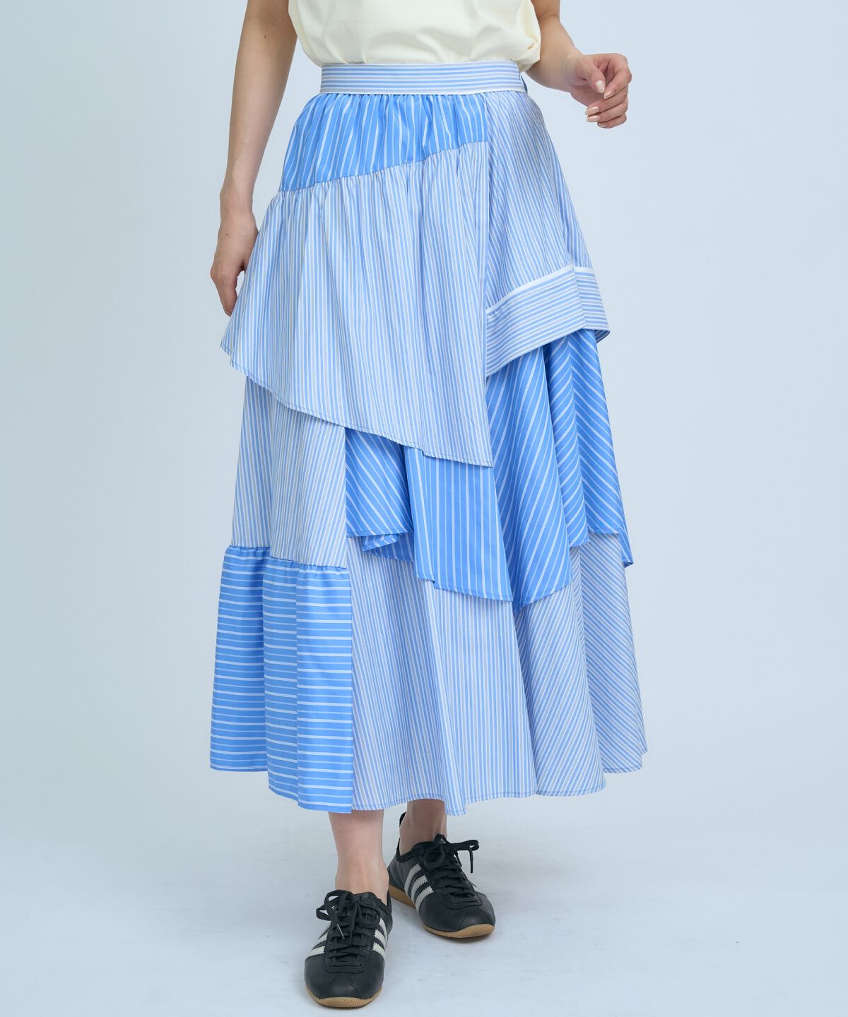 アンドクチュール「マルチストライプスカート」|フレア|