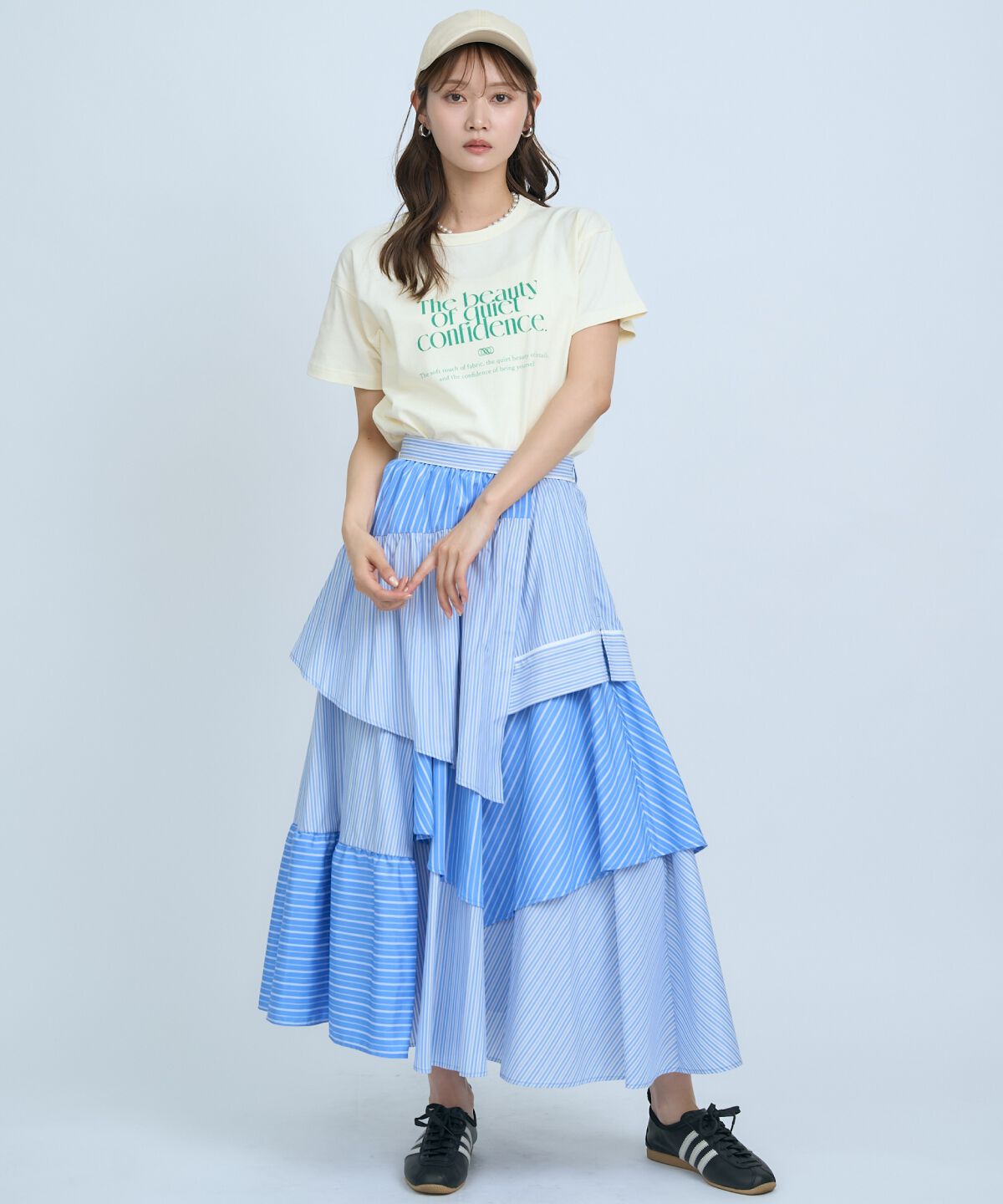 アンドクチュール「マルチストライプスカート」|フレア|